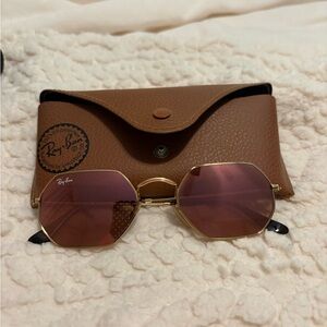 Ray-Ban Gold Frame Sunglasses with Rose Lenses